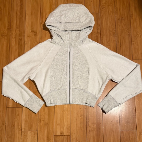 Lululemon Scuba Full-Zip Cropped Hoodie Heathered Core Ultra Light Grey Size 6 - Picture 9 of 16